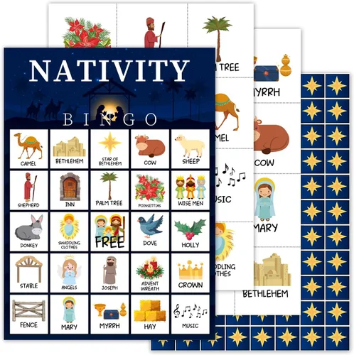 Vista 7 de Juegos de fiesta de bingo de Navidad con 24 jugadores, juegos de fiesta de Navidad para mujeres, suministros de fiesta, actividades familiares