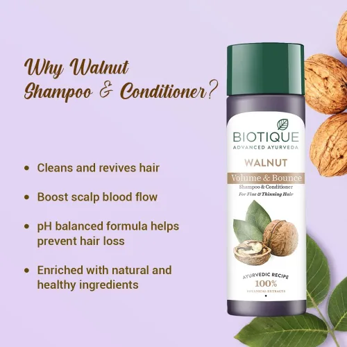 Vista 4 de Biotique Champú voluminizador de corteza de nogal bio para cabello fino y adelgazante 4.1 fl oz/ 4.05 oz. I make hair healthy, sedoso, brillante