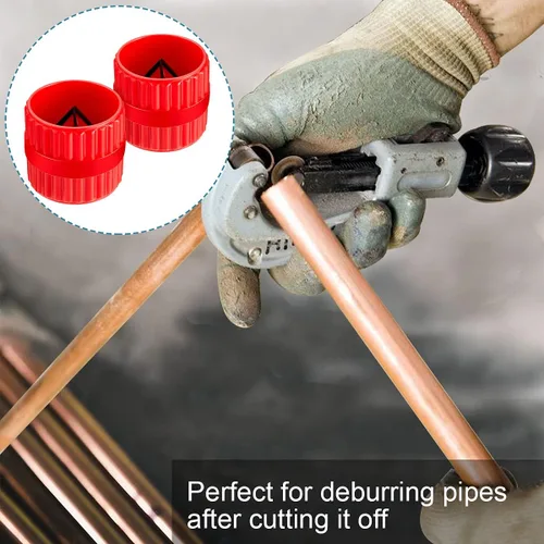 Vista 7 de 2 Piezas de escariador interno-externo rojo para tubos y tubos, herramienta de chaflán para tubos de PVC/PPR/Cobre/Latón/Aluminio