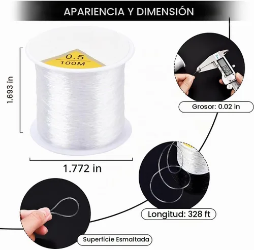 Vista 2 de OBSEDE Cordón elástico de cristal de 0.02 in, cuerda elástica de 100M