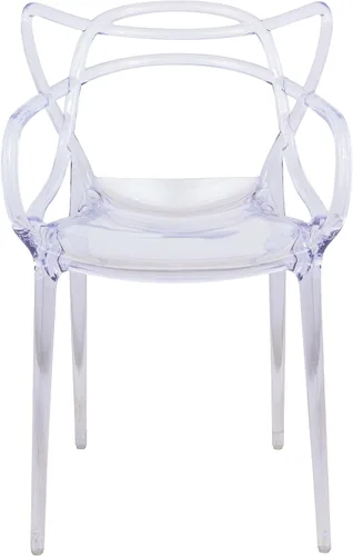 Vista 3 de LeisureMod Milan - Silla moderna con diseño de alambre, transparente