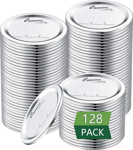 Vista 9 de 72 tapas de conservas con anillos de boca regular, para frascos Ball, Kerr – Tapas de metal tipo Mason para conservas – 100% de ajuste y herméticas
