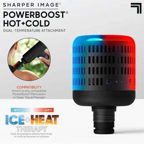 Vista 2 de Sharper Image® Powerboost Accesorio de Pistola de Masaje de Doble Temperatura Caliente + Fría - Calor y Frío Instantáneos, 6 Niveles de Temperatura