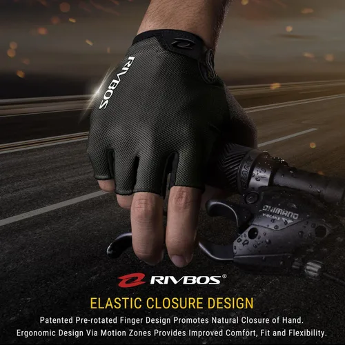 Vista 2 de RIVBOS Guantes de ciclismo para hombres y mujeres con almohadilla antideslizante que absorbe los golpes para bicicletaentrenamientobicicleta