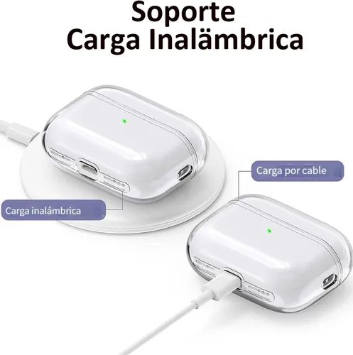 Vista 3 de USTIYA Funda para AirPods Pro de 2ª generación 2022 Funda protectora transparente con correa de llavero con protección de carga inalámbrica Claro