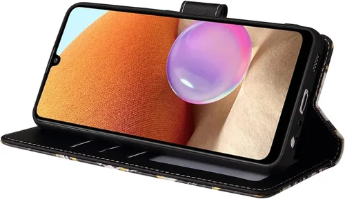 Vista 4 de Asuwish Funda compatible con Samsung Galaxy A32 5G de 6.5 pulgadas, protector de pantalla de vidrio templado, tarjetero con función atril para Negro