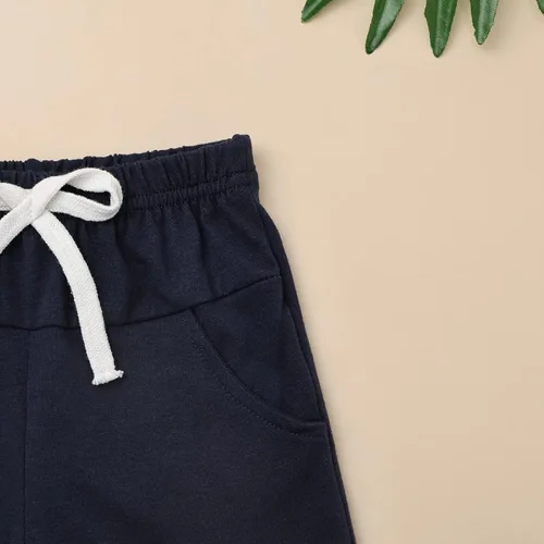 Vista 44 de Ropa para bebé niño pequeño, trajes de verano de manga corta, camiseta de retazos y pantalón con bolsillo, conjunto de 2 piezas, 12 meses a 4 años
