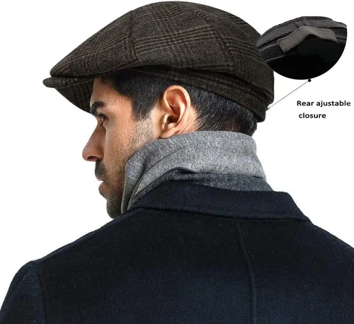 Vista 5 de Sombrero de hombre clásico de moda Newsboy Gatsby de lana vintage estilo Cabbie, gorra plana Ivy, regalos para novio (MedianoGrandeExtra Grande)