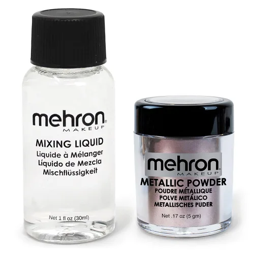 Vista 7 de Mehron Polvo metálico de maquillaje (0.17 oz) con líquido de mezcla (1 oz) (BRONZE)