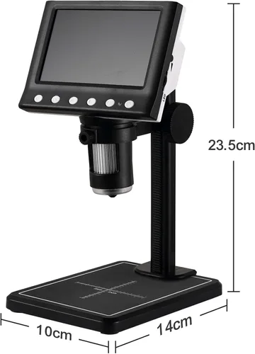 Vista 2 de DM7 Microscopio de monedas de 4.3 pulgadas, HD 720P, microscopio digital LCD de 4.3 pulgadas para colección de monedas, lupa de monedas 50X-1000X