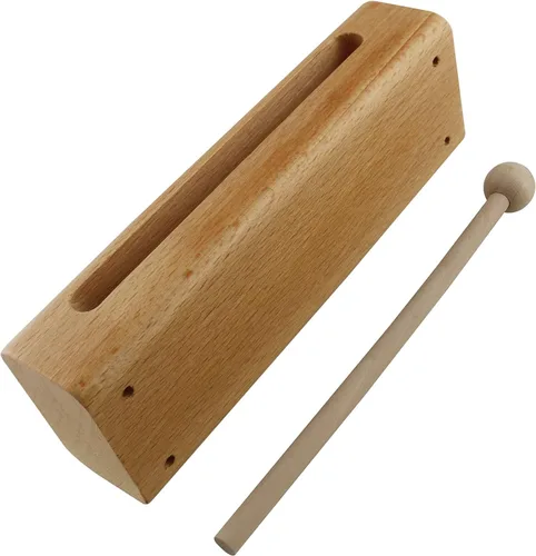 Vista 4 de Bloque de madera con mazo ZZLZX - 1 juego de instrumento musical de bloque de madera con mazo, bloques de ritmo de percusión de madera maciza