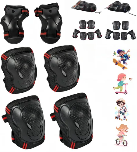 Vista 9 de tsavnpk Juego de rodilleras y coderas para niños, equipo de protección ajustable con protector de muñeca para niñas, patinaje, ciclismo, patinaje