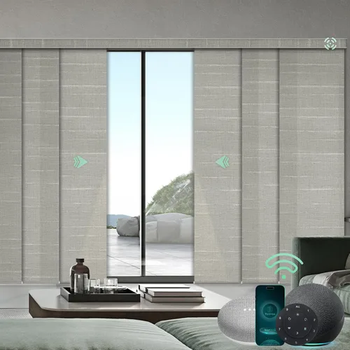 Vista 25 de Yoolax Persianas de puerta corredera inteligentes XL personalizadas, persianas motorizadas compatibles con Alexa, persianas de tela opacas Basalto