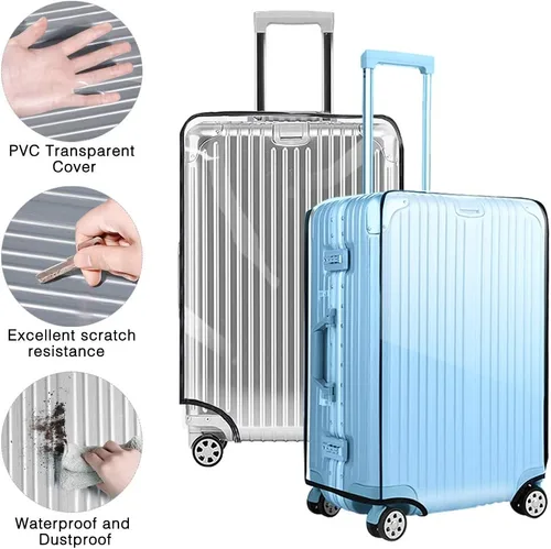 Vista 5 de Yotako Funda protectora de PVC transparente para maleta 24 28 30 pulgadas funda de equipaje para maleta con ruedas Transparente