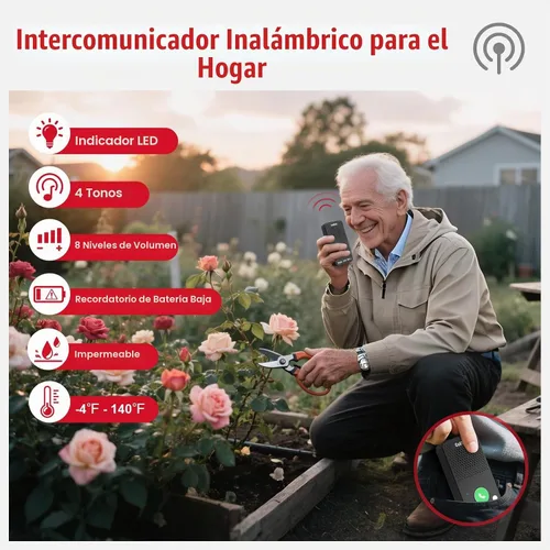 Vista 7 de CallToU Intercomunicadores dúplex completos inalámbricos para el hogar para personas mayores y cuidadores - 500 pies de largo alcance, sin tarifa