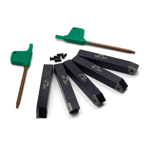 Vista 4 de OSCARBIDE 3/8 "Mini portaherramientas de torneado de torno de carburo indexable, herramientas de torno de metal inserta brocas con insertos