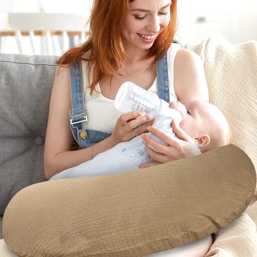 Vista 5 de Hooyax Fundas de almohada de lactancia de muselina solamente, fundas de lactancia suaves y transpirables para almohadas de lactancia, adorable funda