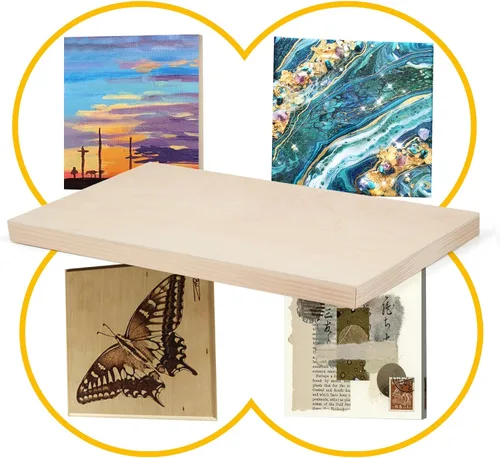 Vista 3 de Falling in Art Paquete de 2 paneles de lienzo de madera sin terminar, kit de paneles de madera de abedul de galería de 4 x 12 pulgadas, tablas