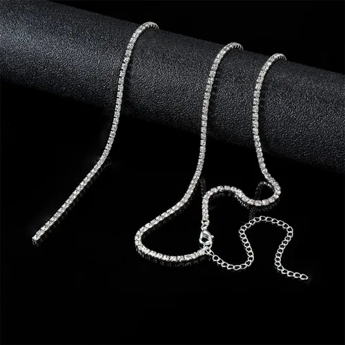 Vista 5 de EFTOM Gargantilla de diamantes de imitación de plata brillante gargantilla de cristal para mujeres y niñas