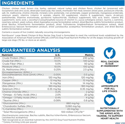 Vista 6 de NutriSource Alimento seco para perros adultos para razas grandes, pollo y arroz, 26 libras