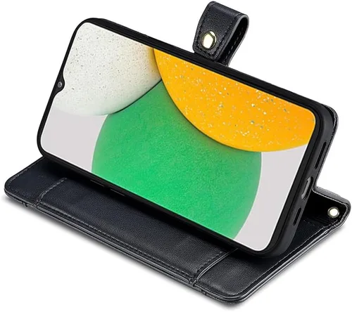 Vista 3 de Asuwish Funda de teléfono para Samsung Galaxy A03 Core Wallet Cover y protector de pantalla de vidrio templado, soporte para tarjetas