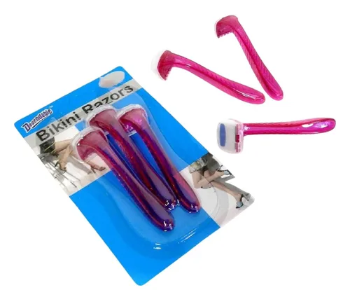 Vista 4 de Paquete de 2 maquinillas de afeitar de bikini – Total 6 piezas – Afeitadoras desechables reutilizables para el área del bikini de mujer – Ideal