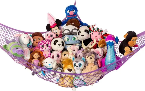 Vista 9 de Hamaca para animales de peluche, grande, almacenamiento de animales de peluche en esquina y red de peluche, hamaca de juguete para animales