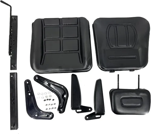 Vista 9 de Asiento de suspensión universal para tractor, asiento de carretilla elevadora ajustable de 6/5.906 in con pista deslizante, reposabrazos