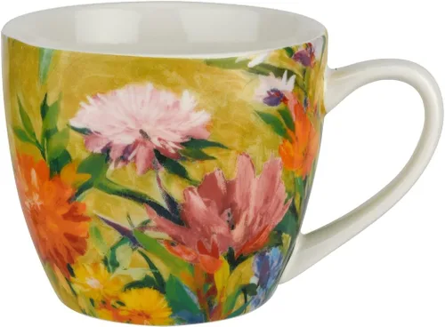 Vista 7 de Pimpernel Taza de porcelana de hojas bailarinas de 16 onzas – Taza de café y té con obras de arte inspiradas en la naturaleza, vajilla grande