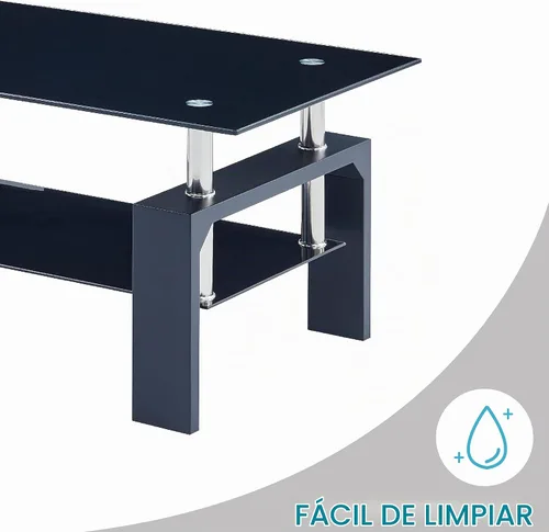 Vista 5 de Btrpily Mesa de centro rectangular para sala de estar, mesa de té adecuada para sala de espera, mesa auxiliar moderna con patas de madera, mesa