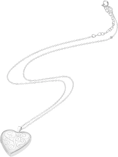 Vista 3 de Medallones en forma de corazón de plata fina, disponibles en varios tamaños y diseños adorables.