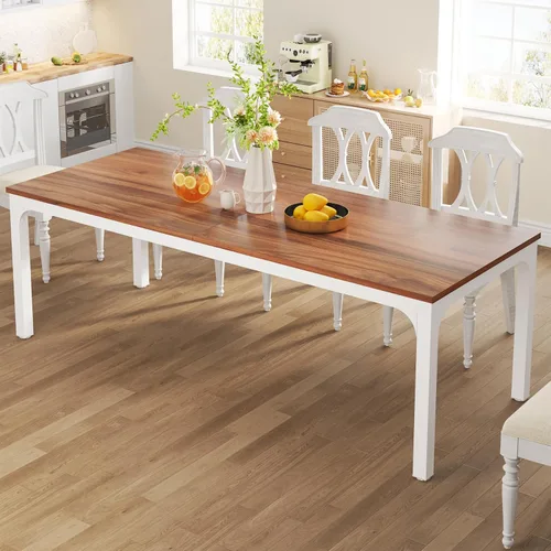 Vista 17 de Tribesigns Mesa de comedor negra para 6-8 personas, mesa rectangular grande de 78 pulgadas para comedor, 78.7 x 27.5 x 29.5 pulgadas (solo mesa)