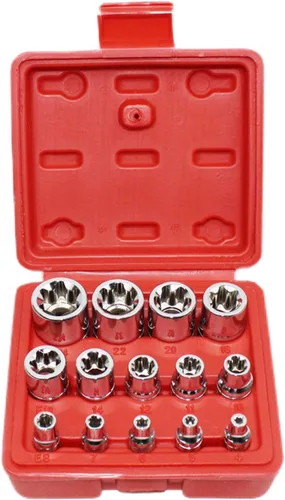 Vista 8 de Juego de llaves hembra E Torx con estuche, 1/4, 3/8, 1/2 pulgadas Drive E4-E24 Kit de llaves de torque externas, 14 piezas