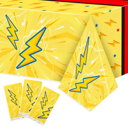 Vista 7 de BOpusail 3 manteles rectangulares de plástico impermeables para mesa de cumpleaños con temática de estrella de película de galaxia, suministros