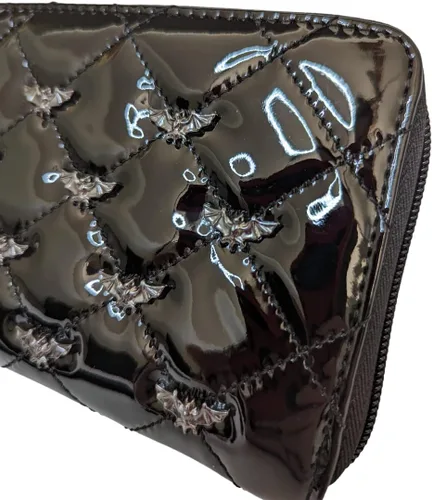 Vista 4 de Rock Rebel Studded Bats - Cartera con cremallera alrededor de color negro, Negro -, Cartera con cremallera