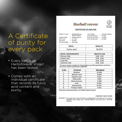 Vista 2 de Herbsforever Resina Shilajit de máxima potencia con 85 minerales traza para aumentar la energía y apoyar el sistema inmunológico para hombres