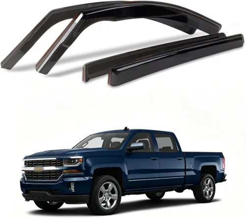 Vista 13 de Viseras de ventana compatibles con Wrangler JK de 4 puertas 2007-2018, protectores de lluvia negros en canal, 4 deflectores de ventana lateral