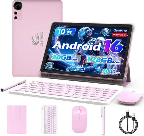 Vista 11 de CUPEISI Tablet Android 16 de 10 pulgadas, 20 GB de RAM+128 GB de ROM/2 TB expandible, procesador octa-core de 2.0 GHz, pantalla HD de 1280 x 800