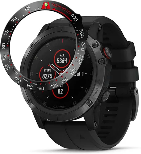 Vista 6 de Anillo de bisel de acero inoxidable compatible con Garmin Fenix 5X Plus, cubierta adhesiva antiarañazos y protector de colisión para accesorio