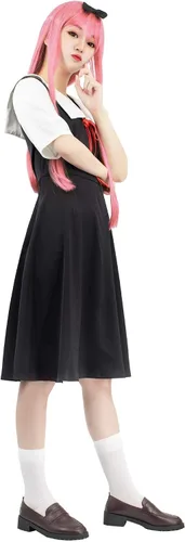 Vista 5 de DAZCOS Disfraz de cosplay para mujer, uniforme escolar, color negro y blanco