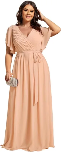Vista 17 de Ever-Pretty Plus Vestidos de dama de honor formales de gasa para mujer Negro