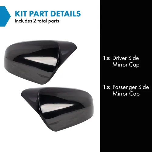 Vista 2 de TRQ Juego de tapa de espejo para el lado del conductor y del pasajero sin señal de giro compatible con Toyota Corolla 2014-2019 TO1326125 TO1327125