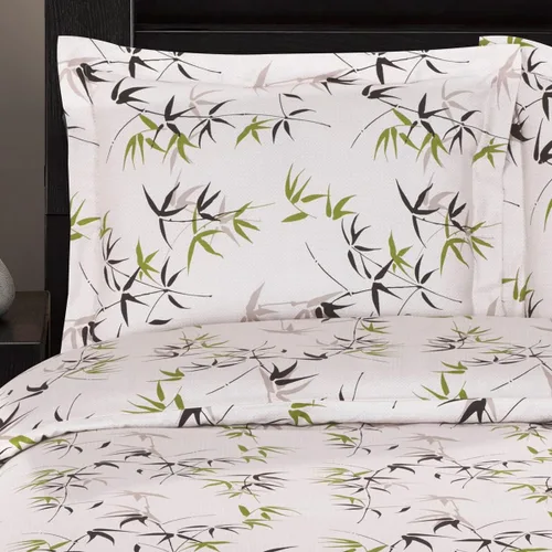Vista 2 de Royal Hotel Bedding Fern Floral - Juego de funda de edredón de 3 piezas, tamaño matrimonial/queen, 100% algodón, 300 hilos