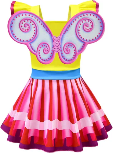 Vista 3 de Akokvlar Disfraz de hada elegante para niñas vestido de Halloween con leggings de alas de mariposa