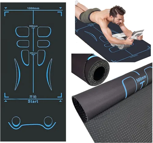 Vista 9 de Alfombrilla de entrenamiento antideslizante para rueda de abdominales, alfombrilla de ejercicio con bolsa de almacenamiento, equipo de ejercicio