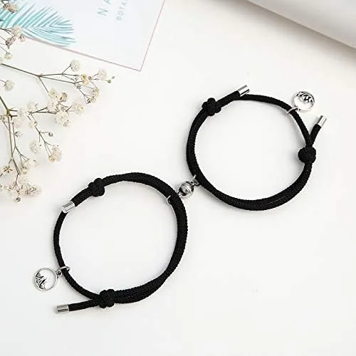 Vista 5 de Long tiantian 24 pulseras magnéticas para parejas, atracción mutua, amistad, cuerda a juego, regalos para él y sus mejores amigos, Cuerda trenzada