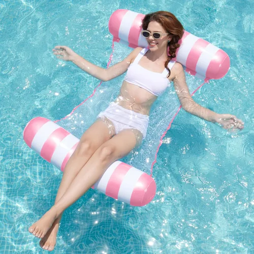 Vista 11 de SLOOSH Hammock Pool Floats Adults, 4-in-1 Multi-Purpose Inflatable Pool Floaties PVC Water Hammock Lounge Floaties
