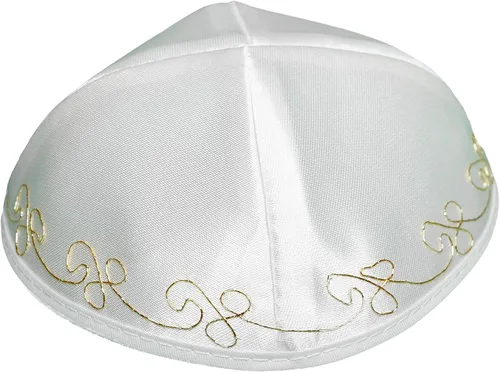 Vista 3 de KIPPIK Conjunto de gorro Kippah de satén para hombres y niños, hermosamente, transpirable, cómodo, suave, Yamaka Kippa