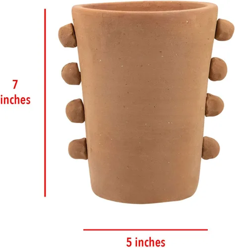 Vista 5 de Foreside Home and Garden Florero decorativo de terracota Osa con cuentas naturales