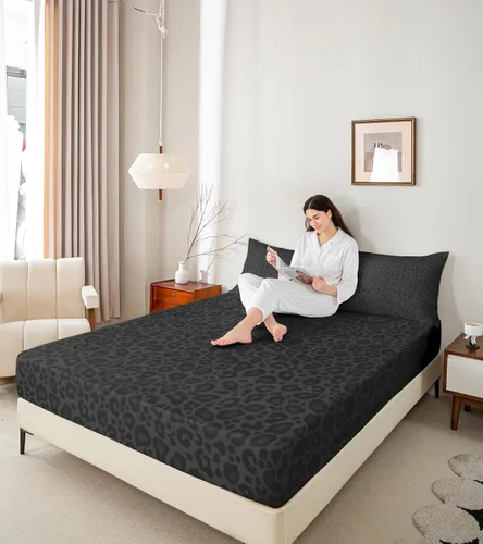 Vista 2 de Juego de ropa de cama con estampado de leopardo, tamaño individual, juego de cama de guepardo africano para decoración de dormitorio